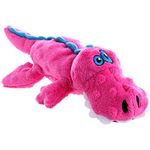 goDog Gators with Chew Guard Technology Tough Plush Dog Toy, Small, Pink