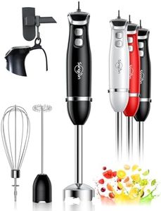 Sangcon Immersion Blender Handheld, 3-in-1 Hand Blender Electric, 400W Handheld Blender, Stainless Steel Blade Stick Blender with Whisk, Milk Frother Attachments - Black