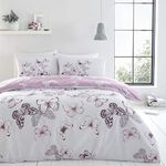 Catherine Lansfield Scatter Butterfly Reversible King Duvet Cover Set with Pillowcases Heather