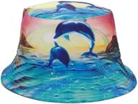 Quanhaigou Cute Dolphins Ocean Printed Bucket Hats Unisex Summer Travel Beach Fisherman Cap for Men Women Teens