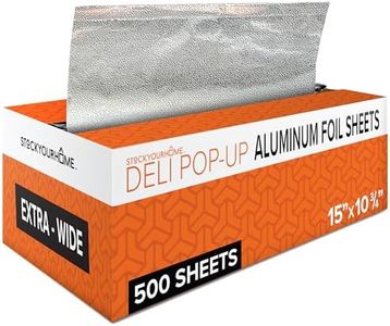 Pre-Cut Deli Aluminum Foil Sheets, 500 Count 15” Extra Wide Heavy Duty Pop Up Foil Sheets for Restaurant, Disposable Foil Sheets for Food, Tin Foil Sheets for Burrito, Hot Dog or Sandwich