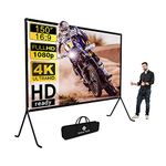 Projector Screen (150"), Projector Screen and stand 16:9 HD Foldable Outdoor Indoor Projector Screen, Video Projection Screen for Home, Party, Office, Classroom