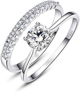 AVECON 1.2ct 925 Sterling Silver Bridal Ring Sets Round Cut CZ Engagement Rings promise rings for her wedding bands for Women Size 5-10, 10, Sterling Silver, Cubic Zirconia