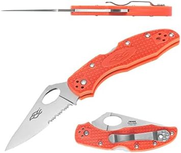 Firebird GANZO F759MS-OR Serrated Blade Pocket Folding Knife 440C Stainless Steel Serrated Blade Nylon Glass Fiber Anti-Slip Handle with Clip Fishing Camping EDC Knife (Orange)