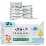 Kit & Kin Premium Eco Baby Wet Wipes, 600 Wipes (10 Packs) | Plastic-Free & Super Soft | 99% Water | Biodegradable | Hypoallergenic & Dermatologist Approved | Fragrance-Free | New & Improved Formula