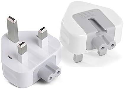 2 Pack AC Power Adaptor UK Plug Travel Charger Converter Replacement Plug 3 Pins Standard Head Wall Adaptor Charge for MacBook Pro Air Mac iBook iPhone iPod iPad