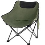 Hacer Carbon Steel Folding Chair with Backrest Outdoor Portable Armchair for Travel Camping Picnic Garden (Green)