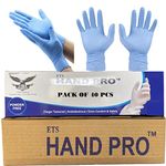 ETSHandPro Nitrile Gloves, Disposable Powder Free Examination Hand gloves, True Blue Color, Food Grade (Medium, Pack of 40Pcs)