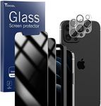 [2+2 Pack] TOCOL Privacy Screen Protector for iPhone 12 Pro Max 6.7 Inch,2 Pack Tempered Glass Screen Protector+ 2 Pack iPhone 12 Pro Max Camera Protector,[9H Anti-Shatter] [Installation Frame]