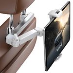 Lamicall Car Headrest Tablet Holder - [ Extension Arm] 2023 Adjustable Tablet Car Mount for Back Seat, Road Trip Essentials for Kids, for 4.7-11" Tablet Like iPad Pro, Air, Mini, Galaxy, Fire, White