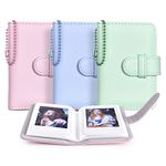 HIYQIN 3 IN ONE - Mini Photo Albums for Instax Mini Film (54 x 86 mm), 2x3 Keychain Photo Album for Fujifilm Instax Mini 12 11 9 8 7s 8+ 99 SE 50s 90 Film - Pink Green Blue