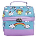 FRINGOO Boys Girls Lunch Bag Thermal Insulated Retro Food Carrier School Lunch Box for Kids Nursery Lunchie Picnic (Rainbow World)