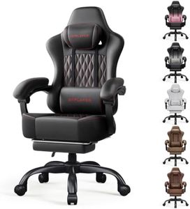 GTPLAYER Gaming Chair, 𝐁𝐢𝐠 𝐚𝐧𝐝 𝐓𝐚𝐥𝐥 Gaming Chair for Adults, 𝐖𝐢𝐝𝐞 𝐒𝐞𝐚𝐭 Computer Game Chairs with 𝐓𝐡𝐢𝐜𝐤 𝐏𝐨𝐜𝐤𝐞𝐭 𝐒𝐩𝐫𝐢𝐧𝐠 𝐂𝐮𝐬𝐡𝐢𝐨𝐧 & Footrest, Black/Red Stitch