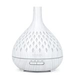 ASAKUKI Essential Oil Diffuser, 400ml Cool Mist Humidifier, 16 Hours Operation Aroma Diffuser with Waterless Safety Switch & 14 LED Colors-White