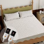Gotcozy Heated Mattress Pad King Size Dual Control - Electric Mattress Pad Fit up to 15‘’ with 6 Heat Setting & 10 Hour Auto Off ETL Certified Machine Washable(White)