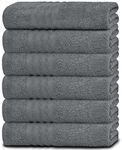 White Classic Wealuxe Cotton Bath Towels - 61x127 CM - Lightweight Soft and Absorbent Gym Pool Bathroom Towel - 6 Pack - Grey