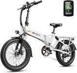 Jasion EB7 2.0 Electric Bike for Adults, 850W Peak Motor 28MPH Max Speed Folding Ebike, 48V 10AH Removable Battery, 20" Fat Tire with Dual Suapension, 7-Speed Electric Bicycles, UL Certifiled