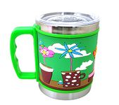 FunBlast Milk Drinking Mug For Kids - Stainless Steel Mug Embossed Insulated Hot And Cold Coffee/Milk/Tea Mug For Kids And Adults, Milk Cup With Lid For Kids, Boys Girls - Multicolor, 270 ML