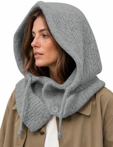 Saodimallsu Womens Balaclava Scarf Button Winter Warm Hats with Strings