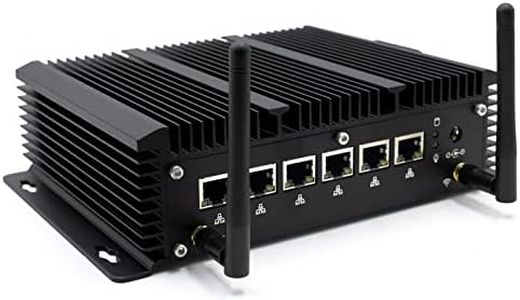 Fanless Mini PC Pf-sense Firewall, Network Security Server VPN Router Core i5 8260U, DB9 Com port, RJ45 Com port, 6 x 2.5GbE LAN port, Mini Desktop PC AES-NI Support HDMI, WiFi, 4GB RAM 128GB SSD