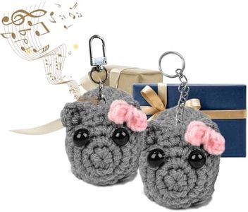 Ruikdly Sad Hamster Meme Plush Toy, Sad Hamster Keyring, Sad Hamster with Sound, Sad Hamster Crochet Dolls Children, Handmade Sad Hamster Knitted Doll (Grey, 2 Pieces)