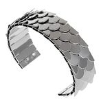 SYGA Metal Open Fish Scale Bracelet for Boy and Girl, Party, Holiday, Beach Accessories - Silver