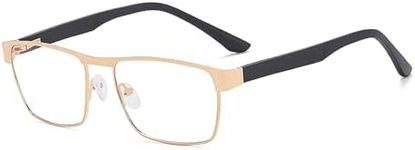 Auralice Gold Rectangle Blue Light Glasses for Women and Men, Metal Frame with Spring Temple, Designer Reading Blocker Eyewear for Gaming Hanora