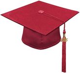 CLERKMANS Red High School Graduation Cap & 2021 Tassel - Matte Fabric