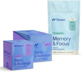 Neuro Sleep & Memory Support Bundle – Memory & Focus Nootropic Gum (90), & Sleep & Recharge Melatonin Mints Chamomile (72), (144)
