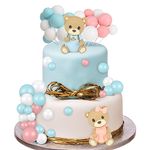 FRIUSATE Baby Shower Cake Decoration Teddy Bear Cake Topper Gender Reveal Cake Decoration Big Bear Baby Shower Party Supplies Teddy Bear Decoration