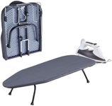 SYAMEET Metal Tabletop Ironing Board with Iron Rest,Foldable Iron Board,Ironing Board with Heat Resistant Cover and 100% Cotton 8mm Thicken Pad,Metal Mesh Panel Portable Iron Board.(100*30.5*15CM)