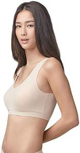 Floatley Cozy Bra Comfort Wirefree Full Coverage Seamless Bra with Embedded Pad for Women, Champagne, Large