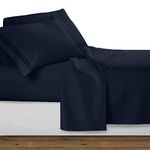 Clara Clark Premier 1800 Collection 4pc Bed Sheet Set - King Size, Navy Blue,