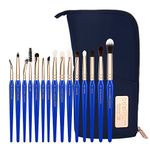 Bdellium Tools Professional Makeup Brush Golden Triangle Eyes Only - 15pc. Brush Set with Stand-Up Pouch