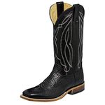 Tony Lama Boot Company Men's Flat Black Cow w/Black Ranch Top Boots, Black, 12