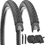 SIMEIQI 2 Pack 27.5"x2.125" Inch Bike Tires and 2 Inner Tubes 2 Levers Replacement Tires AV 32mm Valves for Mountain Trail City Commuter Paved Park Street Hybrid Bicycles