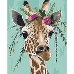 HASTHIP® Paint by Numbers for Adults and Kids, DIY Painting Kit on Canvas Mumber Painting Without Frame, for Home Wall Décor, Gifts, and Relaxation(16x20 Inches) Colorful Giraffe (Green)