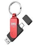 MOSDART 128GB USB C Dual Flash Drive Speed Up to 150MB/s with Keychain - 2 in 1 OTG USB3.1 Type-C Thumb Drive Memory Stick for USB-C Android Phones, iPhone 15, MacBook, iPad, Computers, etc. Red