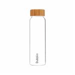 DUBBLIN Bamboo 1000 Borosilicate Glass Water Bottle, Wooden Lid, 1000 ml (Pack of 1)