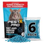 Pest X Pro Predator Rat Poisoning Super Strength (6 Pack) - Powerful Single Feed Rat & Mouse Poison - Brodifacoum in Easy To Use Sachets - Indoor & Outdoor Rodent Control - Venom Bait Station Refill