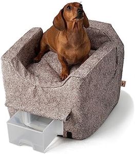 Snoozer Dog Car Seat with Storage Tray: Lookout II Car Seat for Small Dogs 0-15 lbs, Size: Small, Fabric: Merlin Linen, Pet Car Seat to Alleviate Car Sickness for Dogs, Removable Washable Cover