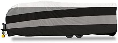 Camco ULTRAGuard Supreme 31.5-34-Ft Travel Trailer/RV Cover - Zipper Entry Doors & Covered Air Vents - Crafted of Polypropylene & DuPont Tyvek - Storage Bag for RV Storage and Organization (56136)