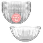 Clear Plastic Serving Bowls for Parties | 48 Oz. 12 Pack | Round Disposable Serving Bowls | Clear Chip Bowls | Party Snack Bowls | Plastic Candy Dish | Salad Serving Containers | Large Candy Bowls