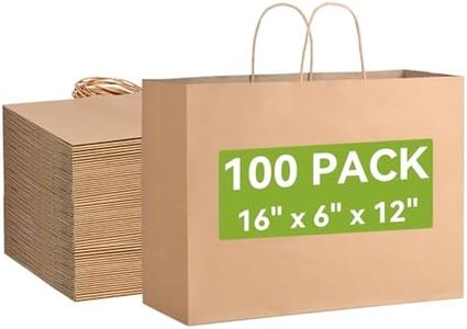 Brothersbox Large Brown Paper Bags with Handles 100PCS Kraft Gift Bags Bulk, 16 * 6 * 12 Inch for Birthday Party Grocery Retail Shopping Business