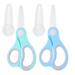 Ceramic Baby Food Scissors - Portable Shears - Healthy Food Cutter with Dust Cover and Storage Case - Cuts Meat, Chicken, Vegetables, Fruits (2-Pack)