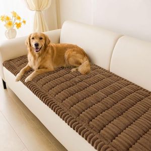 hyha Couch Cover for Dogs Washable, Non Slip Thick Flannel Sofa Protector, Pet Friendly Plush Furniture Cover for Sectional Sofa & Loveseat (Brown, 27.6" x 47")