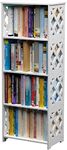 SS ARTS Wood Plastic 4 Tier Bookshelf for Small Spaces, 4 Shelf Bookcase Kids, Book Storage Organizer Case Open Shelves for Bedroom Living Room Office, White (White, 4-Tier)