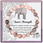 ARHTF Elephant Gifts for Women Elephant Bracelet for Women Pink Zebra Beads Elephant Charm Elephant Jewelry for Women Strength Gifts for Women, Stone, no gemstone