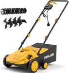 ZEGJAW Electric Dethatcher and Scarifier, 13” 12Amp Lawn Dethatcher with 4-Position Depth Adjustment, 30L Collection Bag, 2 in 1 Walk Behind Thatch Removing for Lawn