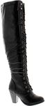 Forever Link Maggie-39 Women's Fashion Low Heel Zipper Slouchy Mid-Calf Boots Shoes,Black-Tall-Laceup,5.5